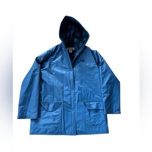 Vintage Harbor Tack Flannel Lined PVC Rain Jacket Blue Size Large EUC